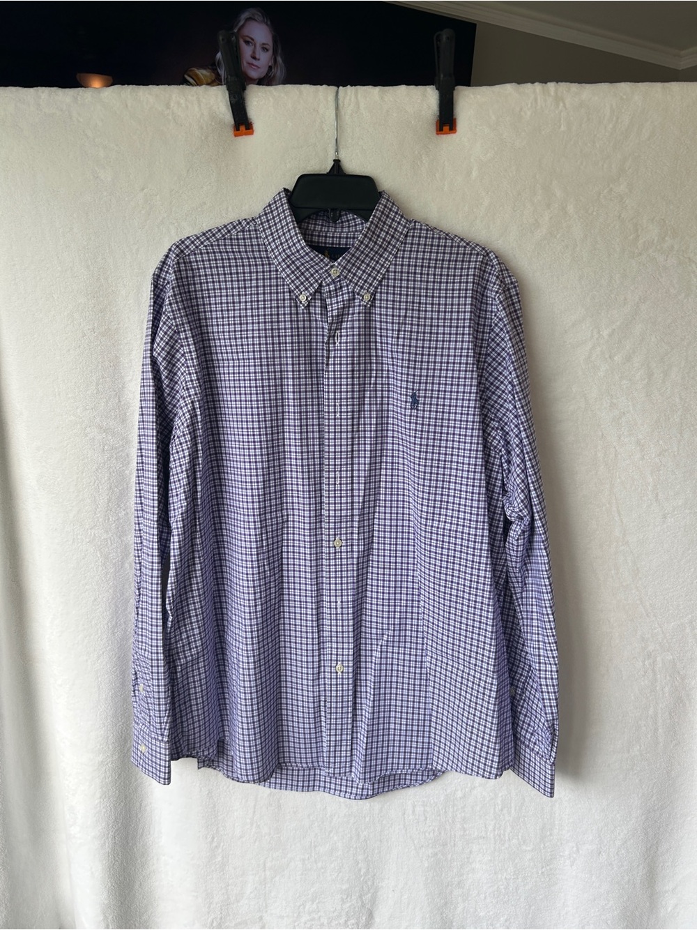 Ralph Lauren Purple and White Check Button-Down Shirt